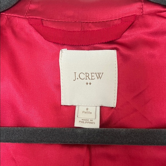 J. Crew Red Women's Pea Coat with Fur Trim - Picture 7 of 8